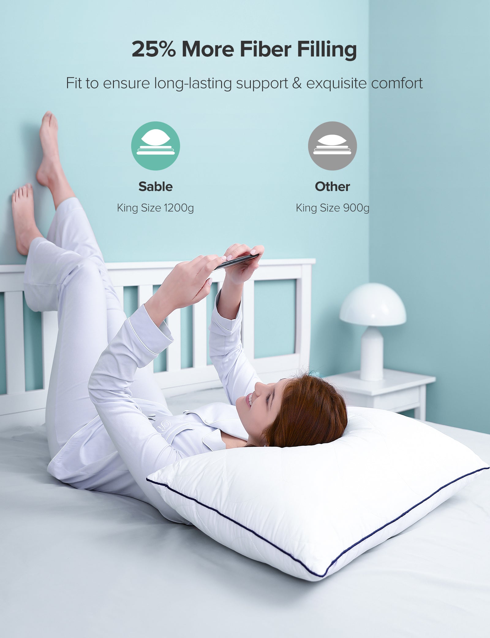 Sable Pillows for Sleeping, 2 Pack Hotel Collection Bed Pillows, Adjustable Soft Relief for Neck Pain