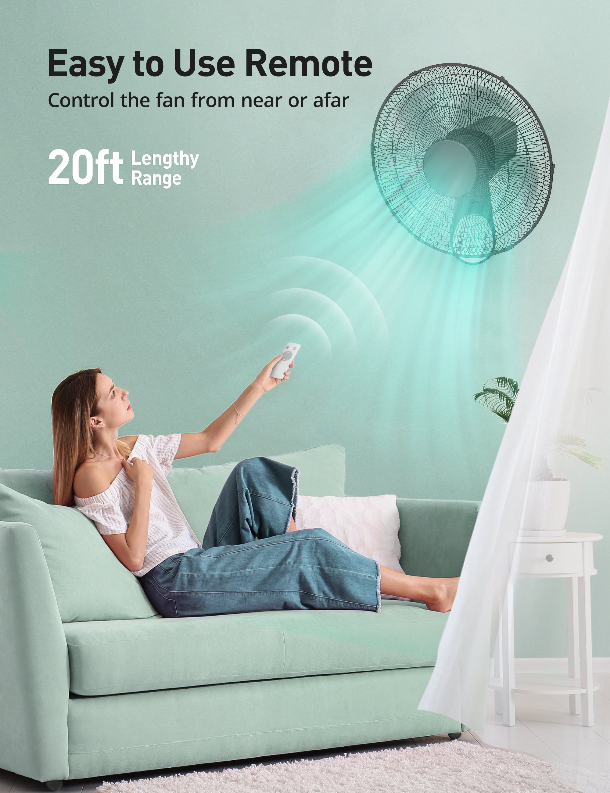 90° Oscillation Powerful 2100 CFM Wall Fan