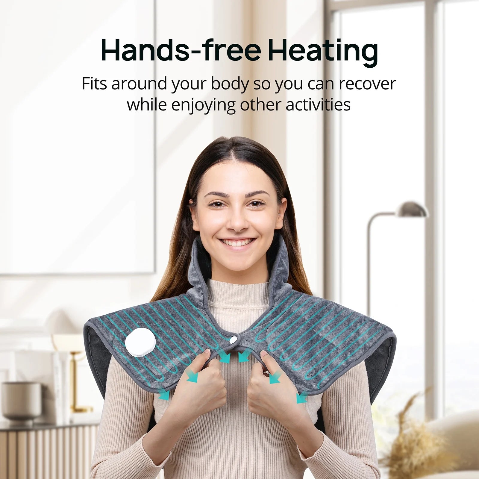 Evajoy Large Heating Pad for Shoulders Neck Relief, FSA HSA Eligible, 19"x 22", Grey WM