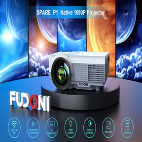 FUDONI Projector with WiFi and Bluetooth,5G WiFi 9000L Native 1080P Video Projector, Compatible with TV Stick