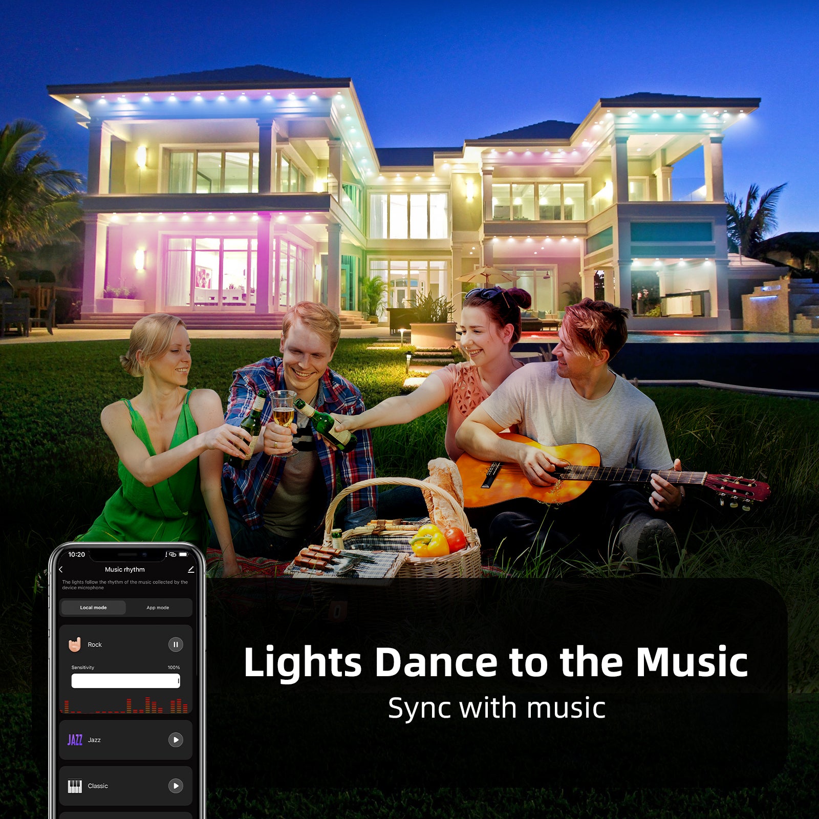 TaoTronics RGBIC Smart Permanent Outdoor Flood Lights 100ft NB-OL013