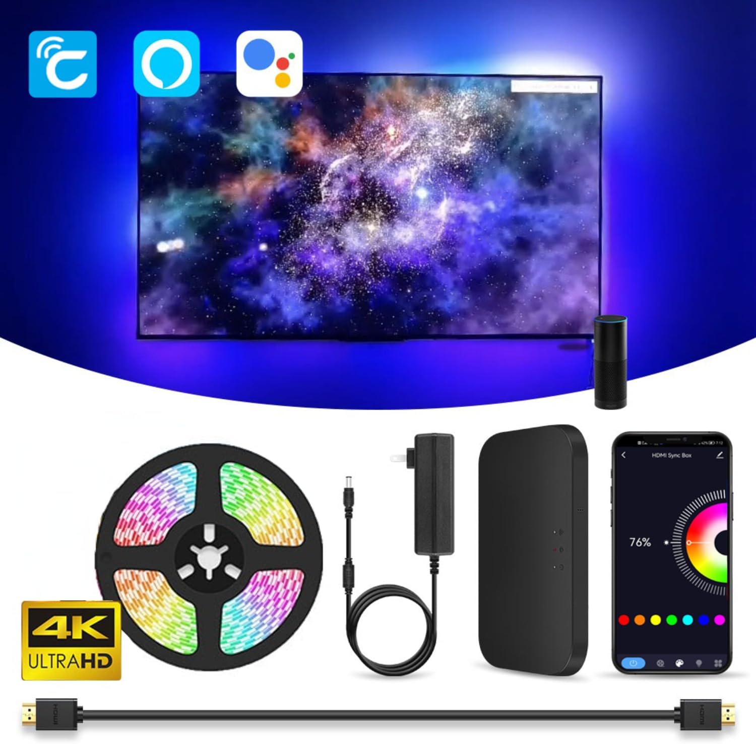 TaoTronics 5M TV LED Backlights, 4K Gaming Box &32 FT RGB TV LED Light