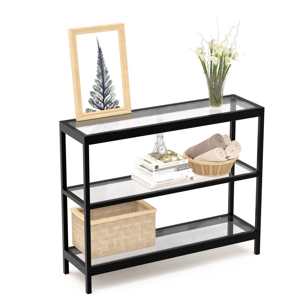 Cyber Monday Evajoy Console Table, 35" Entryway Table with 3 Tiers, Foyer Tables, Open Glass Sofa Table 2023