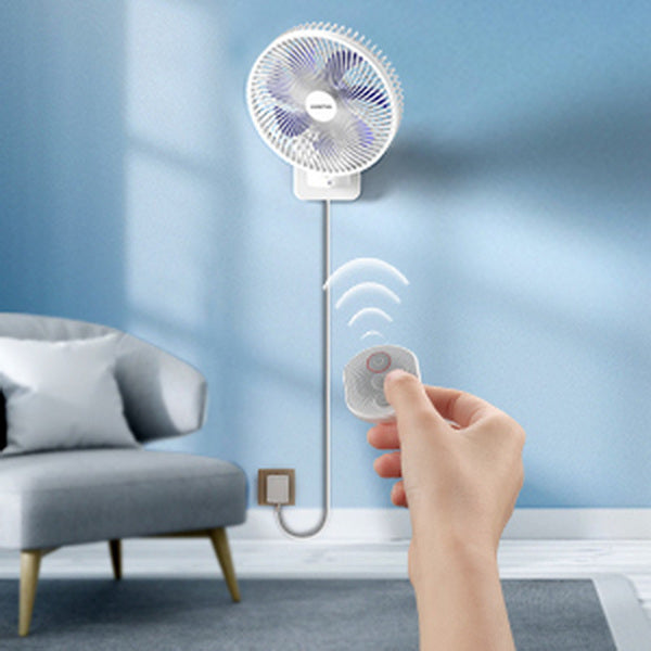 8” Small Wall Mount Fan with Remote Control, 90°Oscillating, 4 Speeds