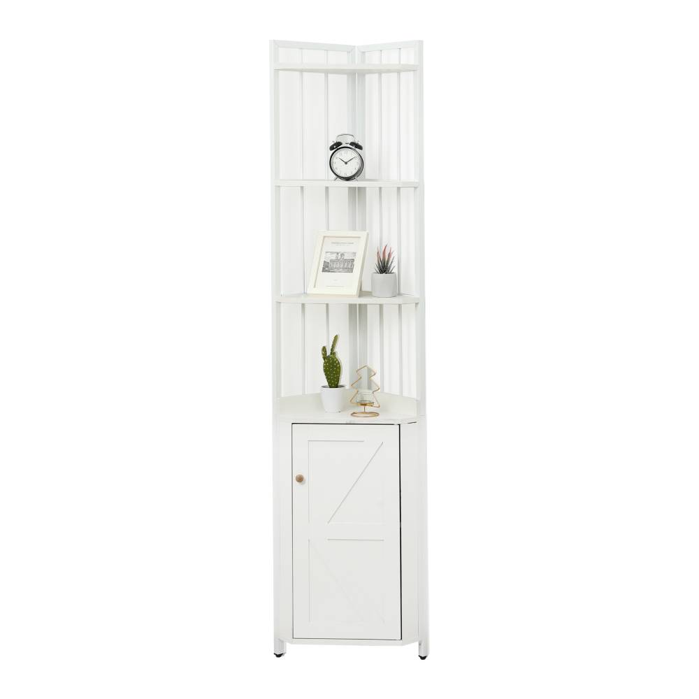 Evajoy Corner Shelf 5-Tier with Storage, 71'' Industrial Rustic Tall Corner Bookshelf Stand 2023
