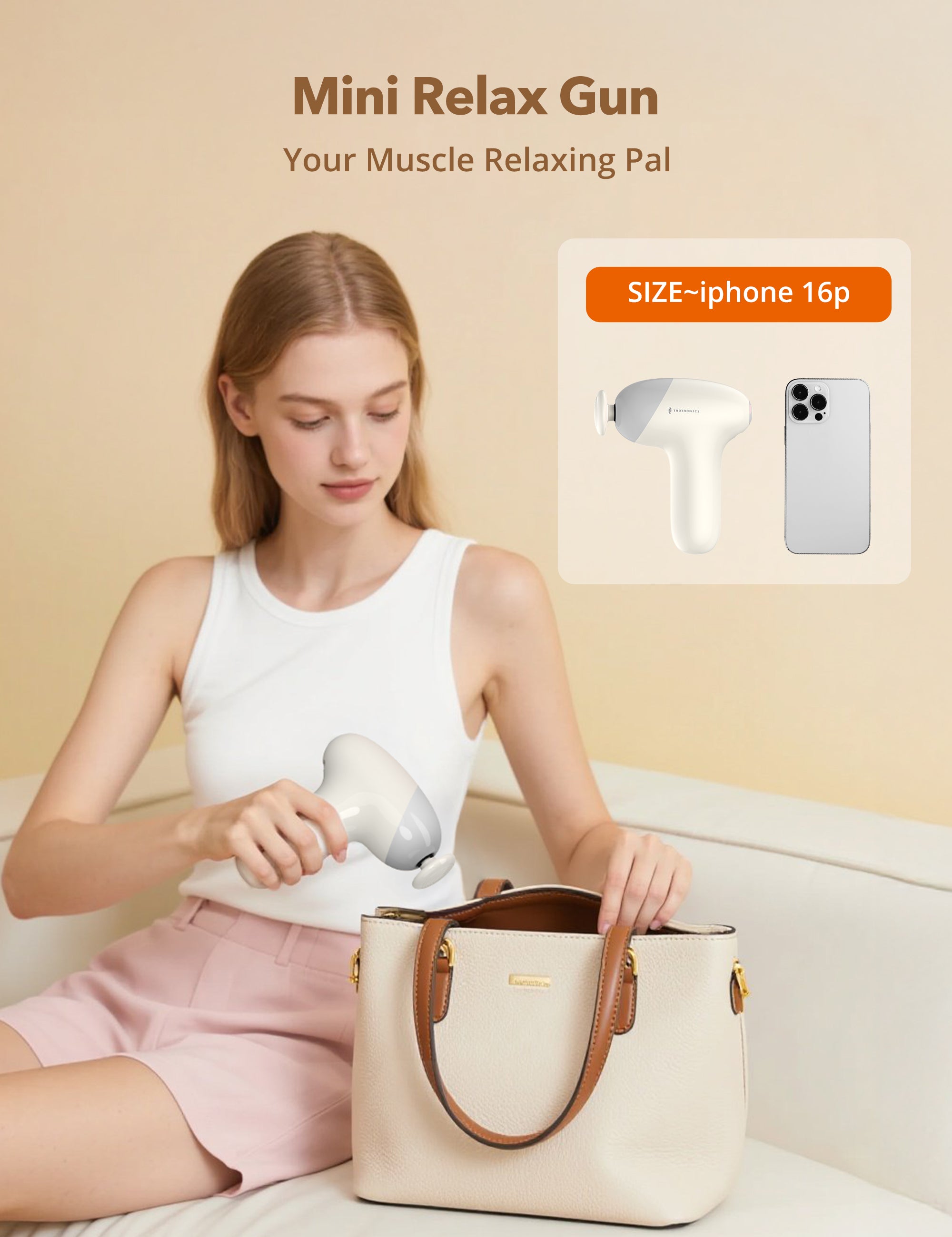 Massage Gun, Deep Tissue Percussion Muscle Massager Handheld Cordless Back Massager with 5 Speeds and 4 Heads(White) wm