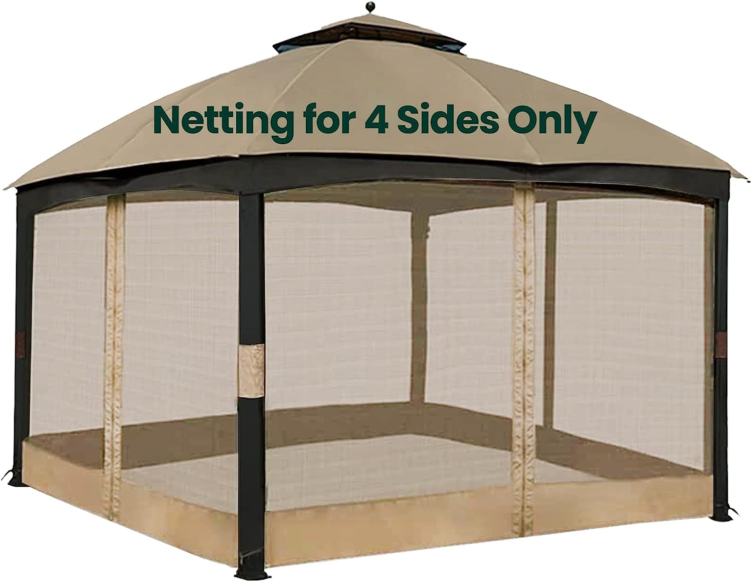 OLILAWN 10' x 12' Gazebo Universal Replacement Mosquito Netting,  Outdoor 4-Panel Sidewall Curtain