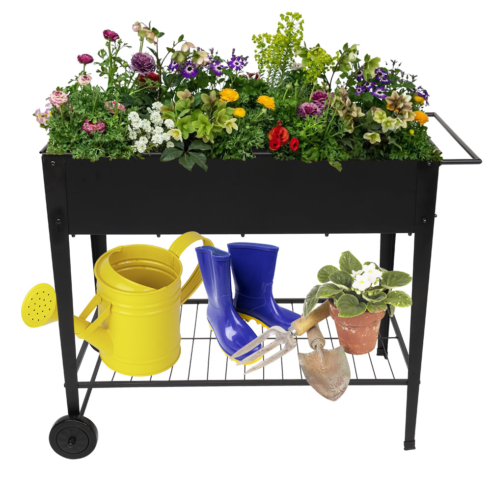 Planting Box With Wheels Black