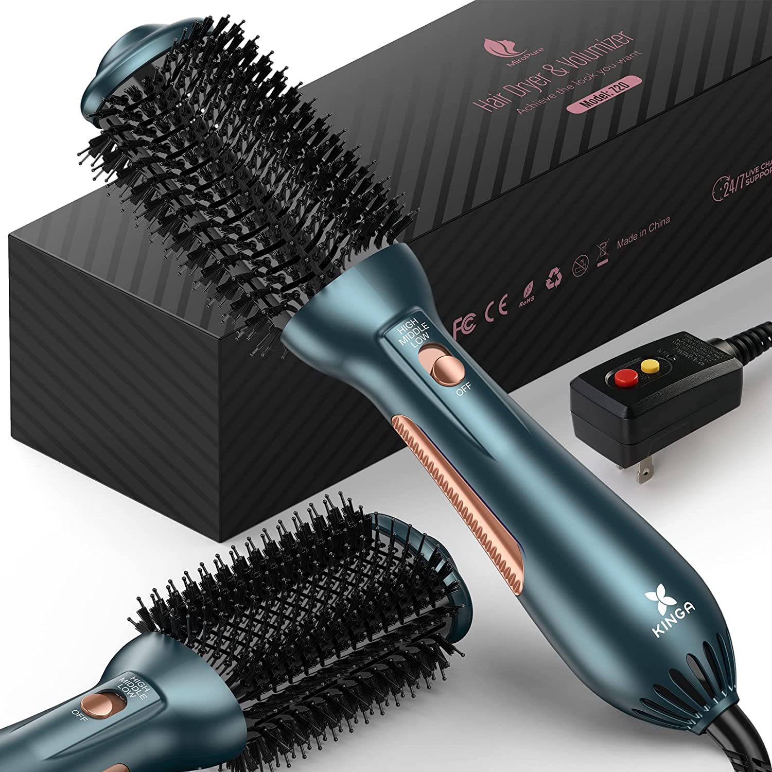 KINGA Hair Dryer Brush In One Blow Dryer Brush Professional Quality Hot Air Brush