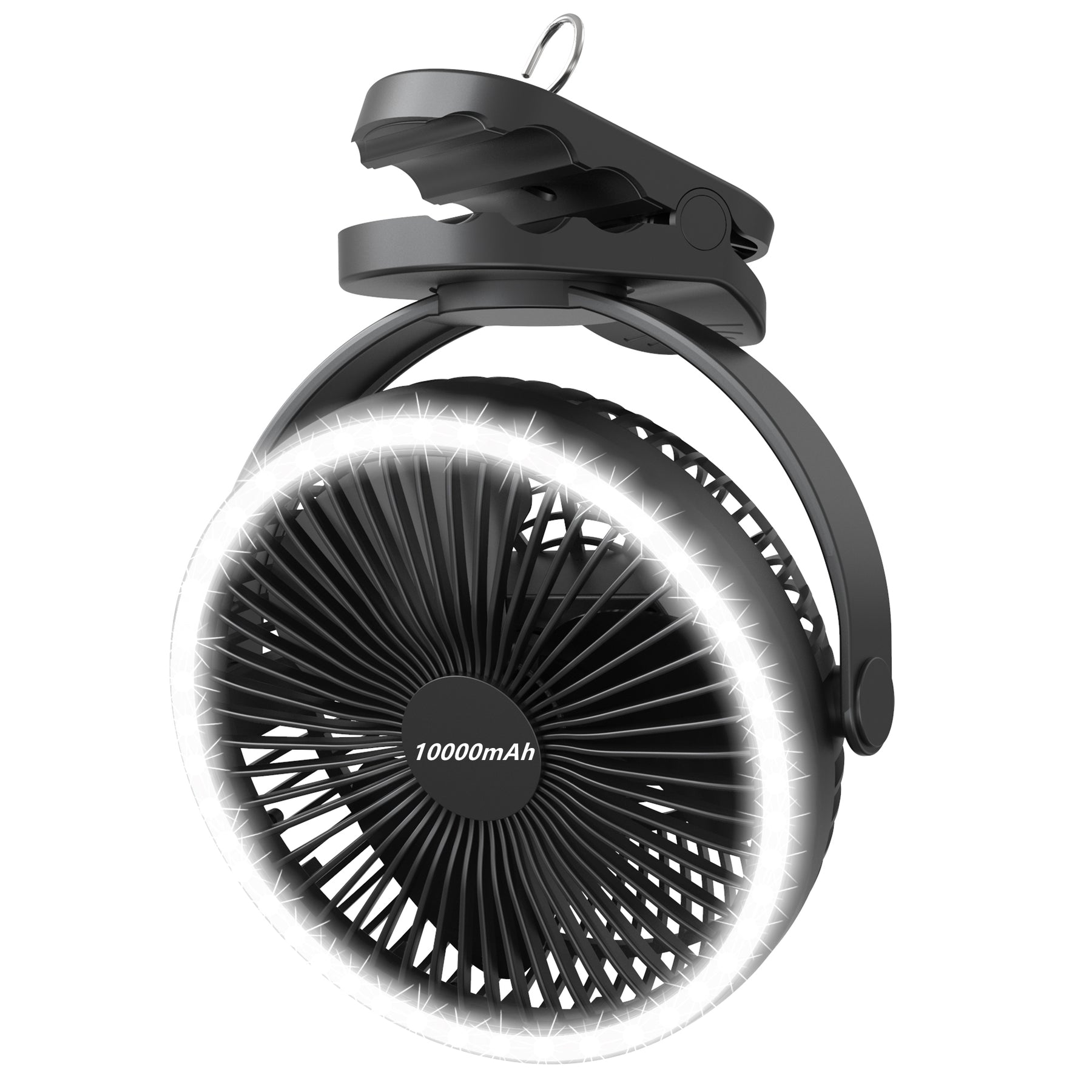 Battery Operated Clip on fan with Camping Lantern, 4 Speeds & Timer, 10000mAh Battery Operated Clip Fan for Bed, Outdoor