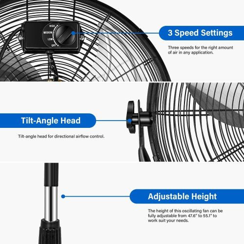 Simple Deluxe 20 Inch Pedestal Standing Fan, High Velocity