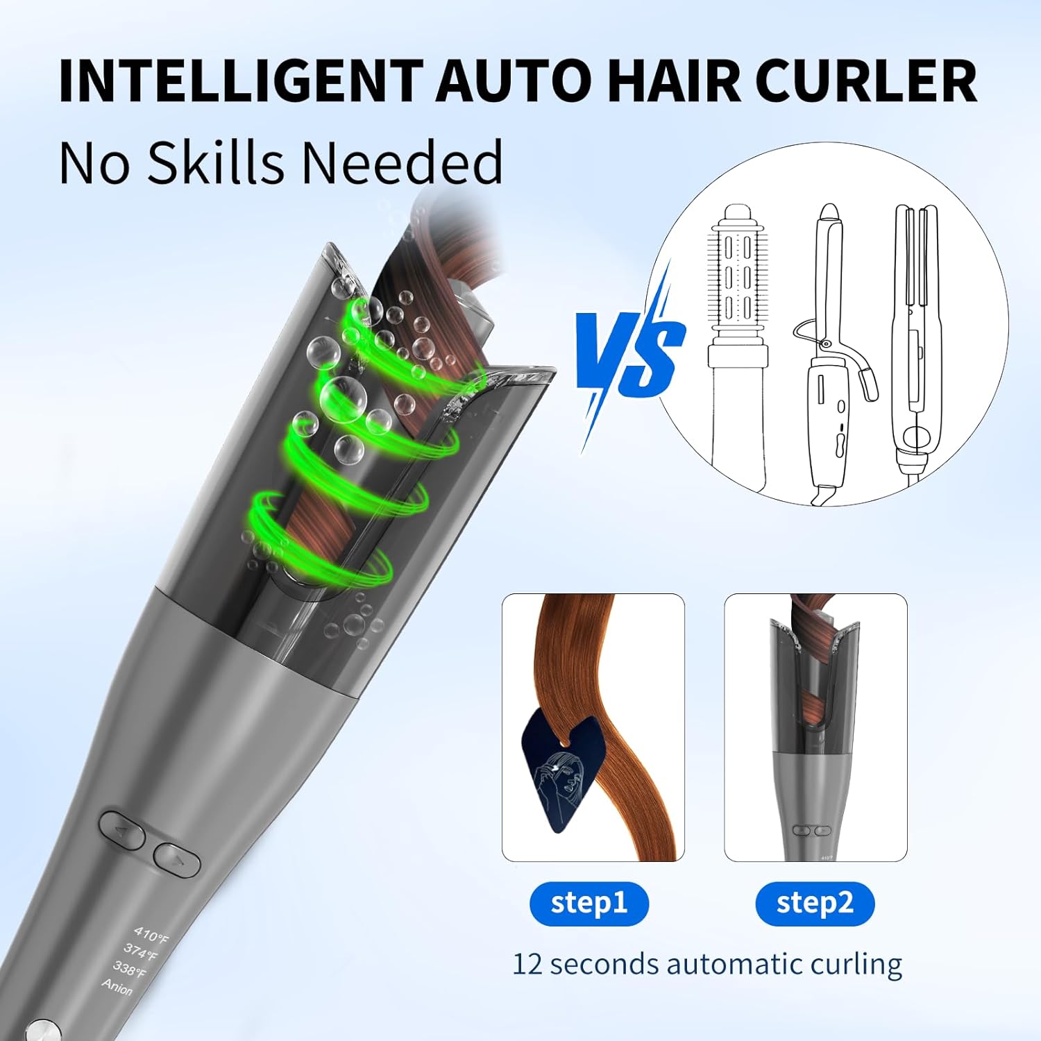 2023 Upgraded TaoTronics Automatic Curling Iron, Rotating Curling Iron with Anion to Protect Hair