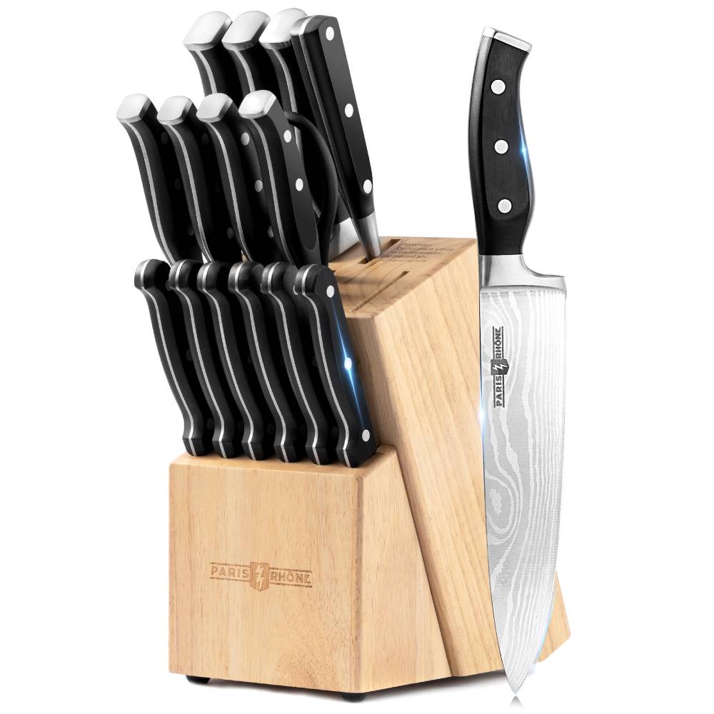 Kitchen Knife Set, 16-Piece Knife Set with Built-in Sharpener and