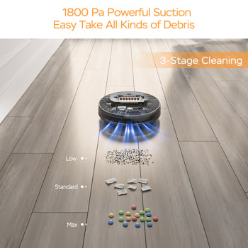 Geek Smart G6 gyroscope Robot Vacuum Cleaner, Ultra-Thin, 1800Pa Strong Suction, Wi-Fi Connected APP