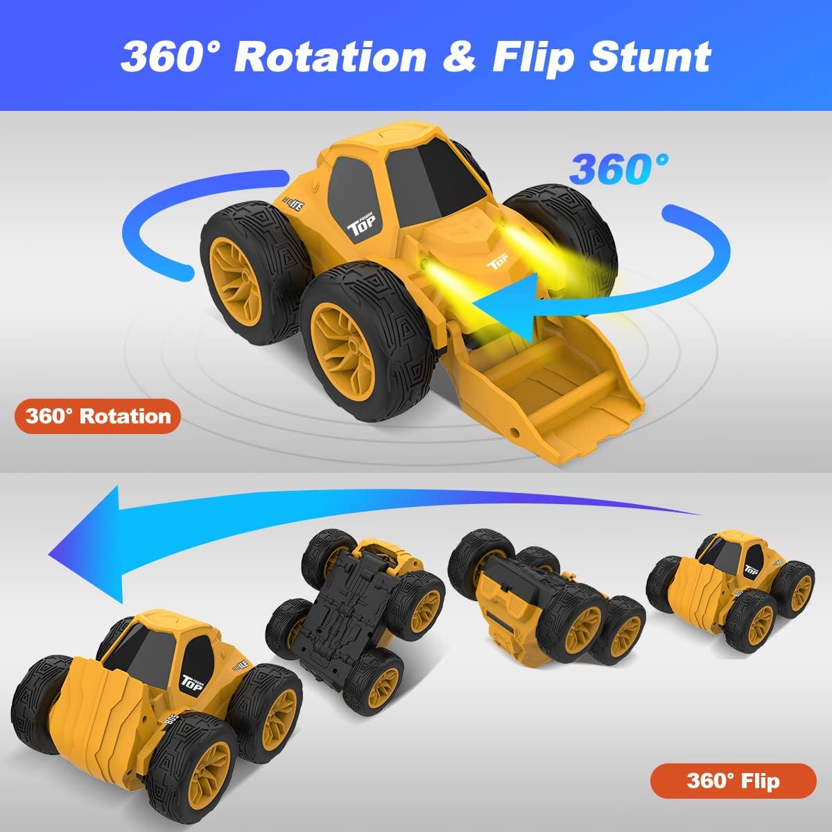 KATTUN Remote Control Car, 360° Flip and Rotation RC Bulldozer Toy, 2.4Ghz Stunt Car