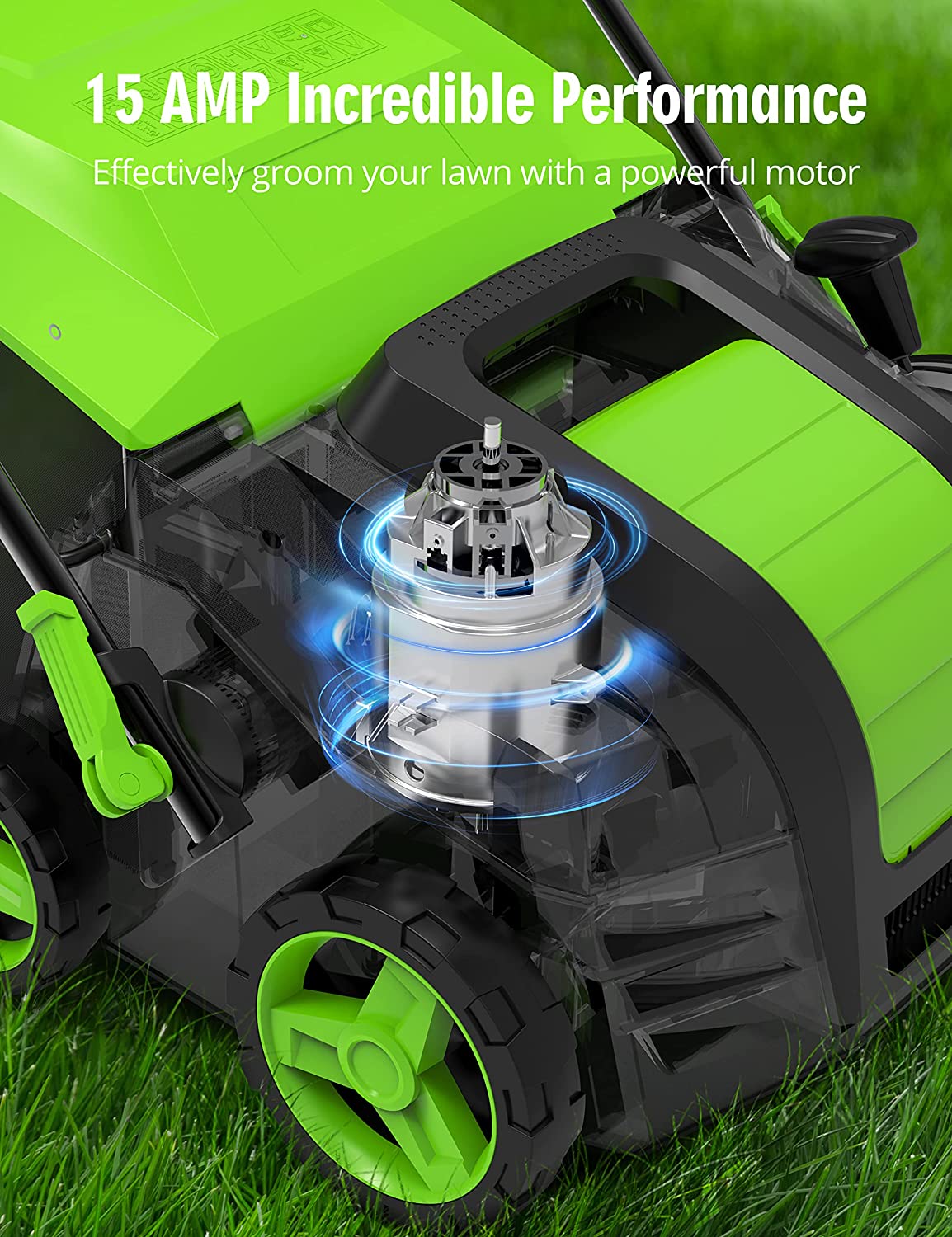 (2023 Upgraded) SWIPESMITH 16” 15 Amp Electric Dethatcher Scarifier, Lawn Dethatcher with 5-Position Depth Adjustment