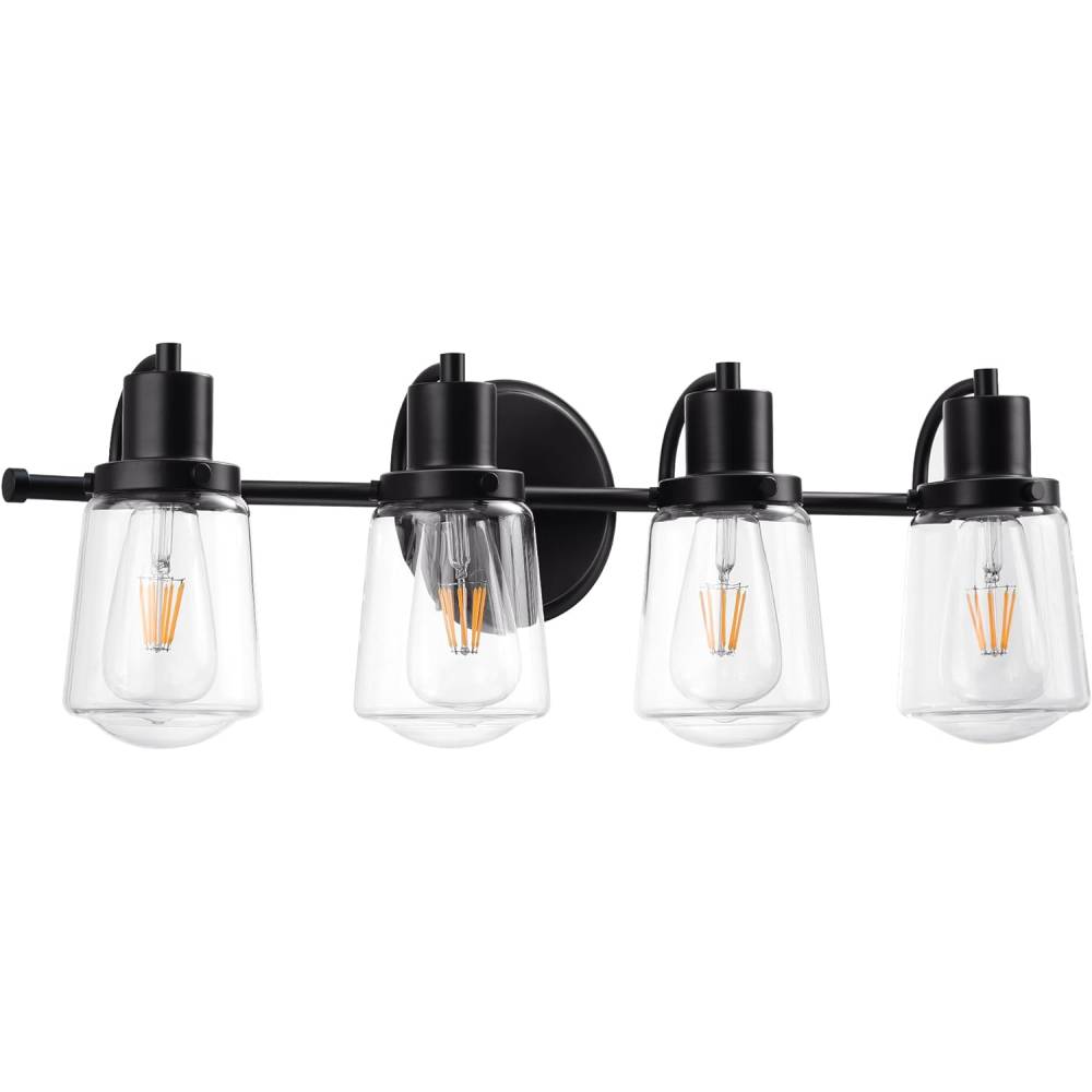 TaoTronics Design Glass Vanity Lighting Fixtures, 3-Light Vanity Light, Bathroom Lighting with Clear Glass Lampshade
