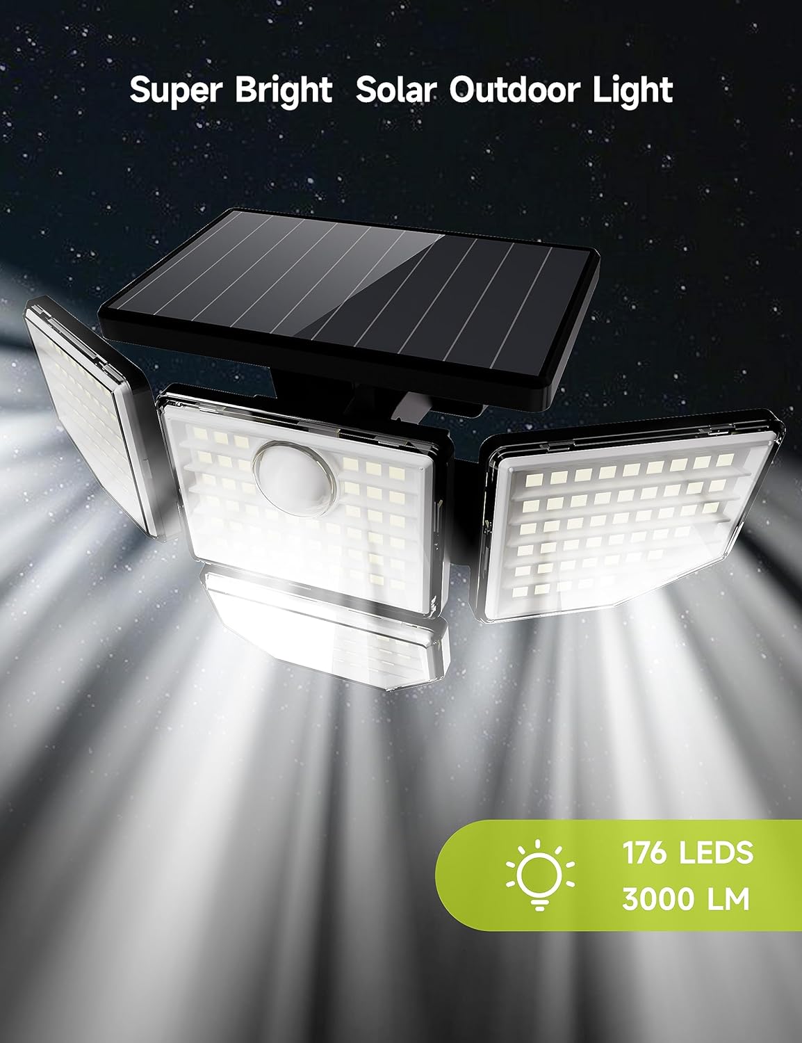 TaoTronics Solar Lights Outdoor, 4 Heads Solar Motion Sensor Lights