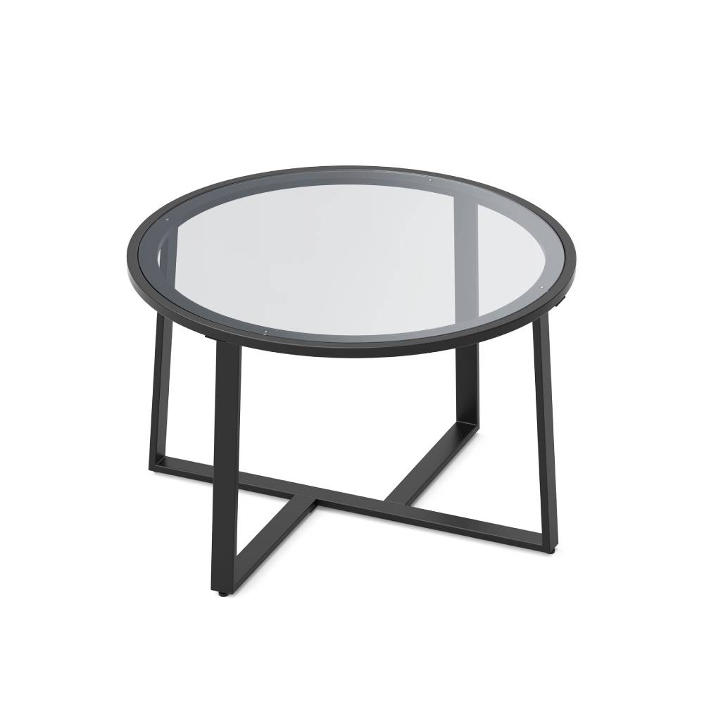 Cyber Monday Evajoy Coffee Table, 27.6" Round Coffee Table with Tempered Glass Surface 2023