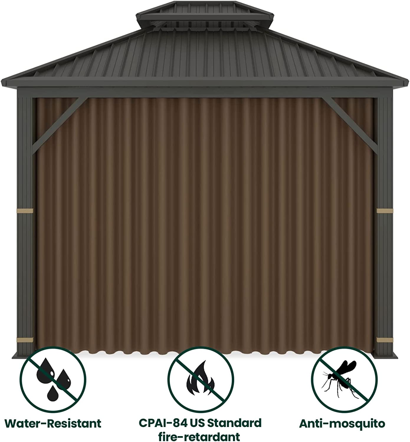 OLILAWN 10' x 12' Gazebo Universal Replacement Privacy Curtain, Privacy Canopy Side Wall