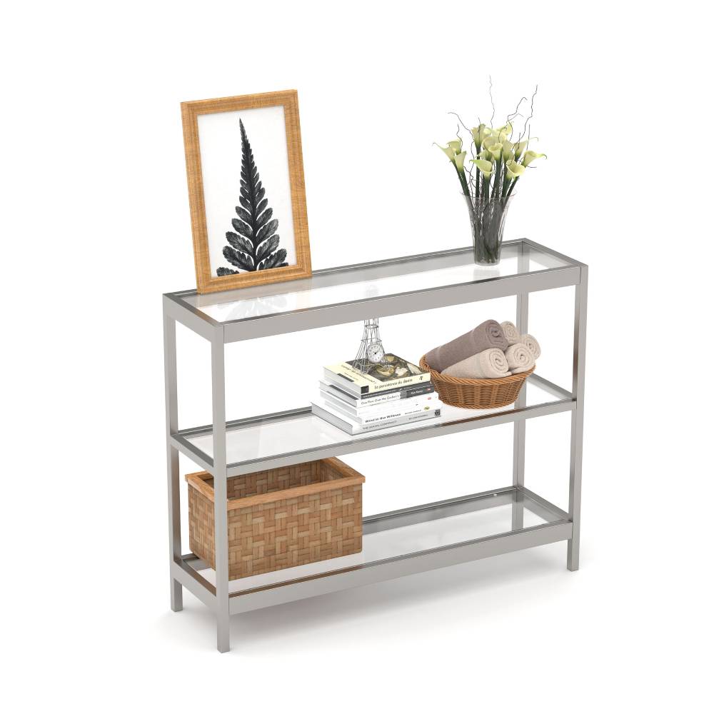 Cyber Monday Evajoy Console Table, 35" Entryway Table with 3 Tiers, Foyer Tables, Open Glass Sofa Table 2023