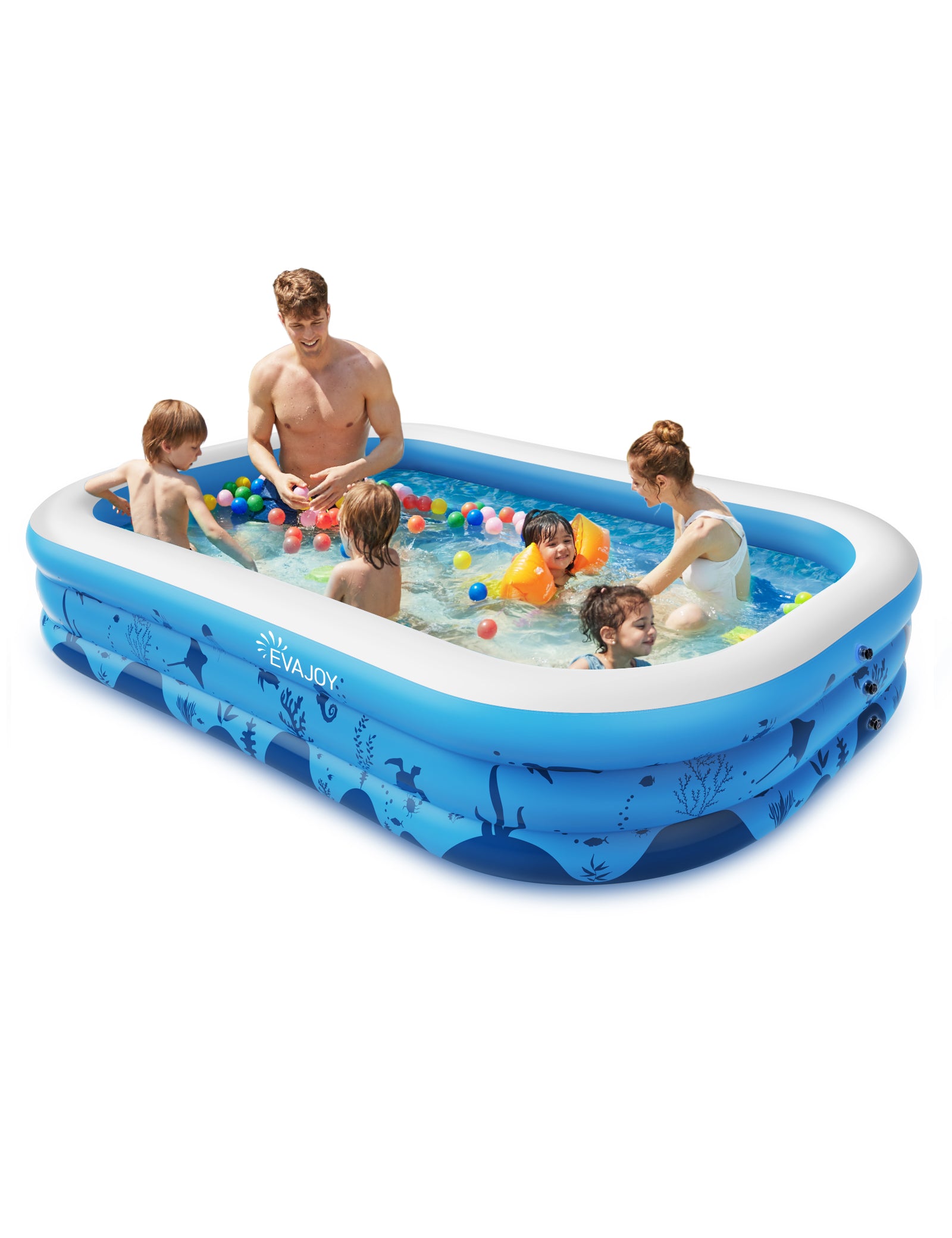 TaoTronics x Evajoy EJ-HF021 Large Inflatable Swimming Pool with Canopy, 118” x 72” x 20” Full-Sized Inflatable Pool
