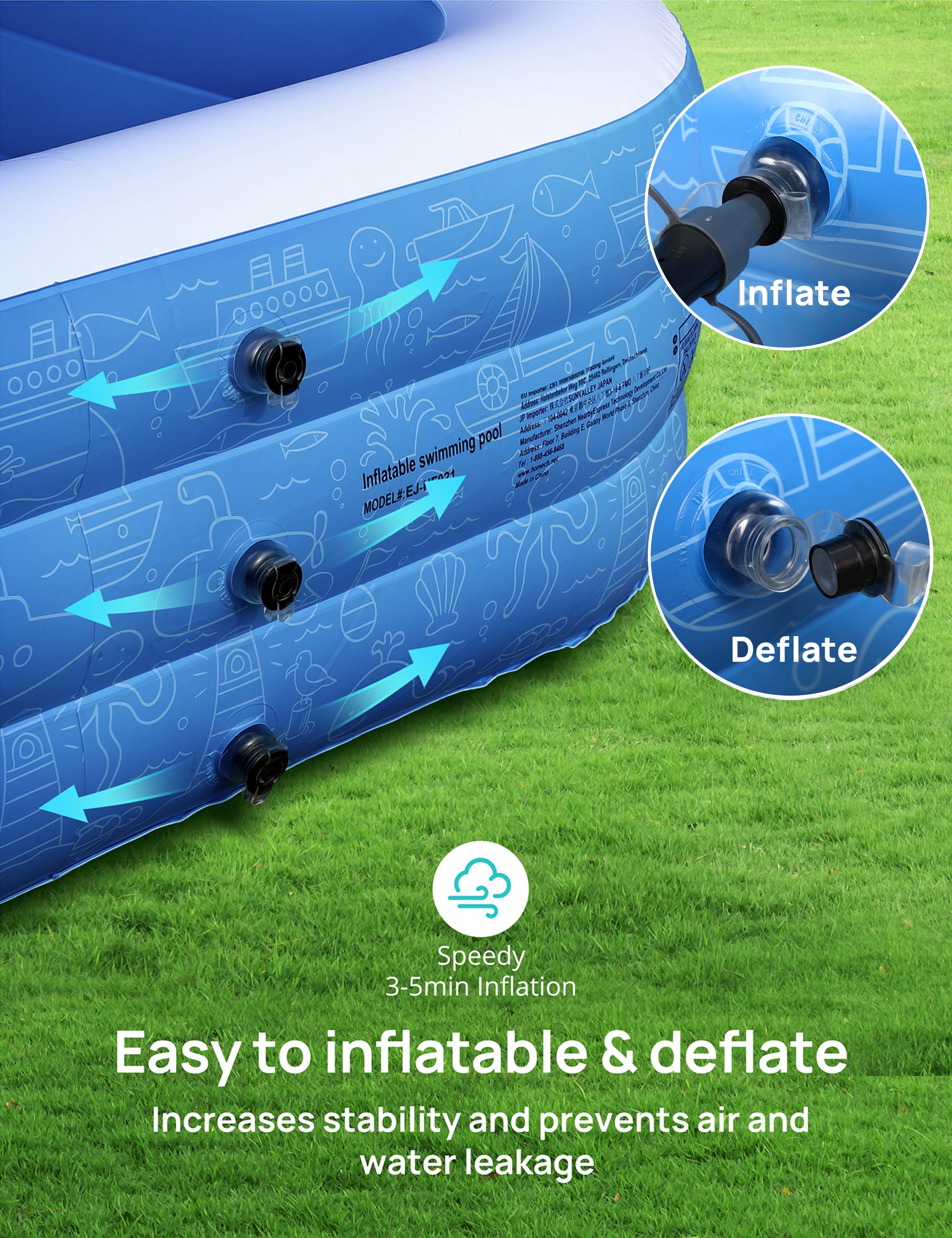 TaoTronics Inflatable Swimming Pools, 120'' x 72'' x 20'' Blow up Swimming Pools, Kiddie Pool Large Size Thickened Blow up Swimming Pools Play Center for Kids Children Family Outdoor Garden Backyard wm