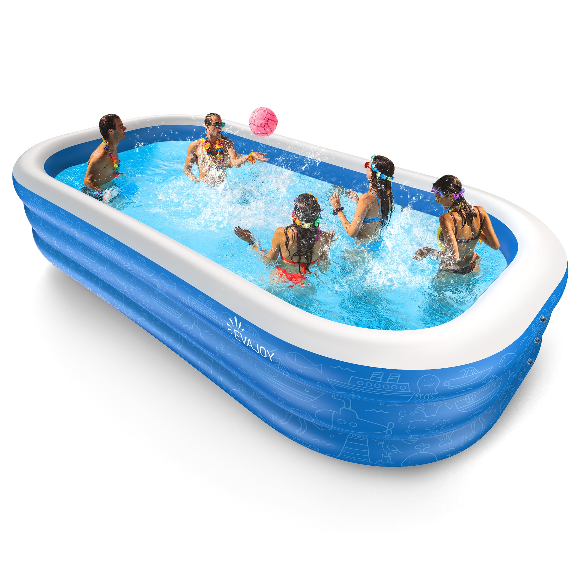 TaoTronics Inflatable Swimming Pools, 120'' x 72'' x 20'' Blow up Swimming Pools, Kiddie Pool Large Size Thickened Blow up Swimming Pools Play Center for Kids Children Family Outdoor Garden Backyard wm