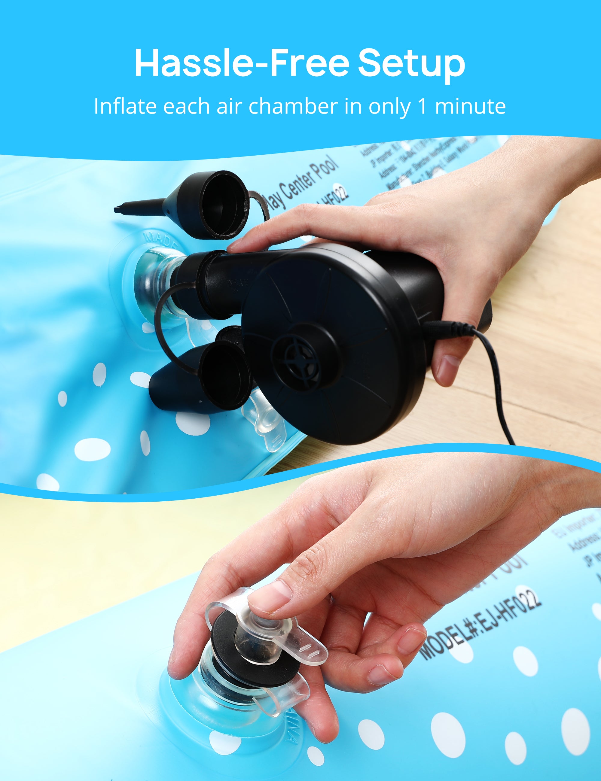 Sable Inflatable Pool, 95 x 75 x 40in Rectangular Swimming Pool for Toddlers, Kids, Family, Above Ground, Backyard, Outdoor wm