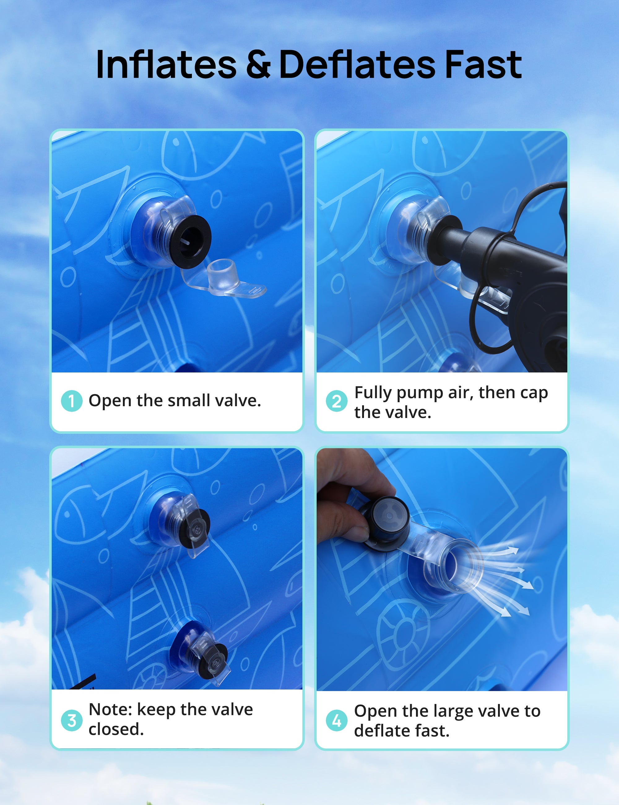 TaoTronics x Evajoy EJ-HF042 Large Inflatable Swimming Pool with Canopy, 150” x 70” x 20” Full-Sized Inflatable Pool