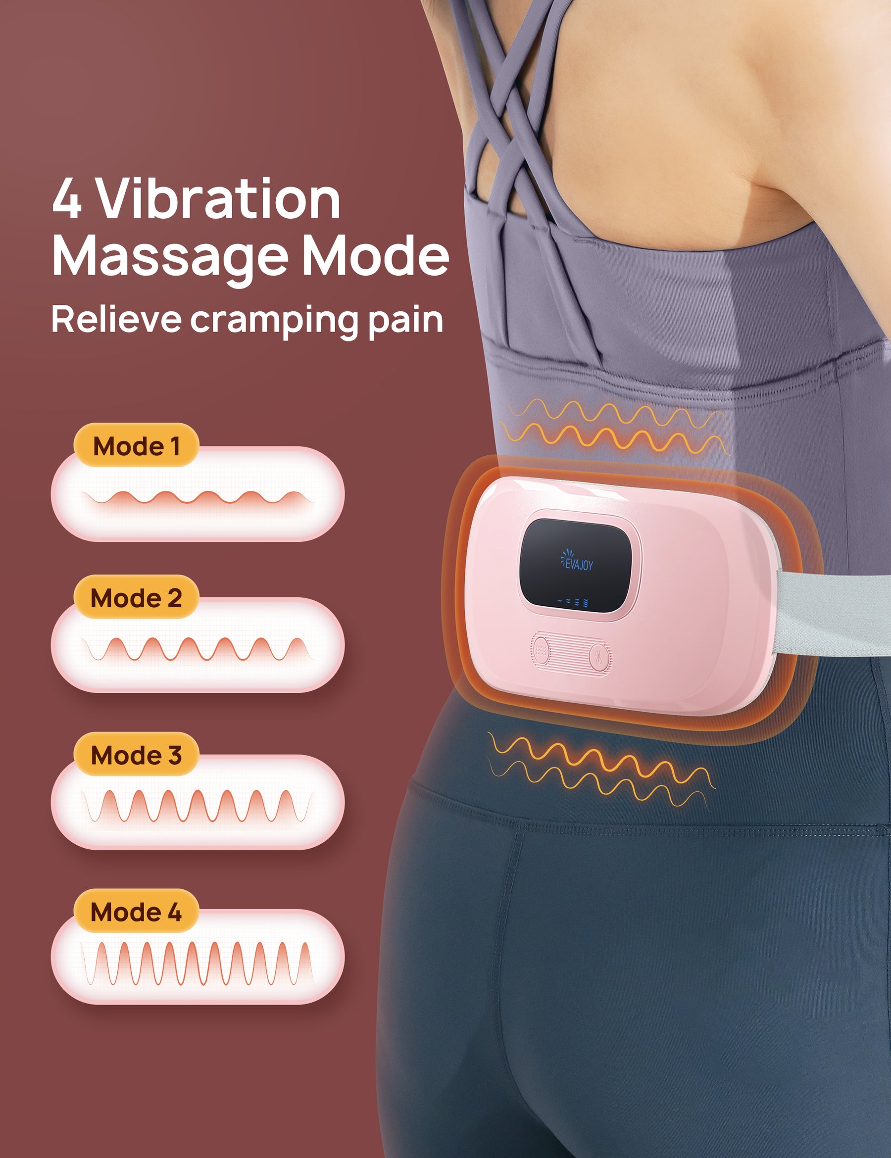 Evajoy Period Heating Pads for Cramps,  Portable Cordless Menstrual Heating Pad for Back, Christmas gift Pain Relief