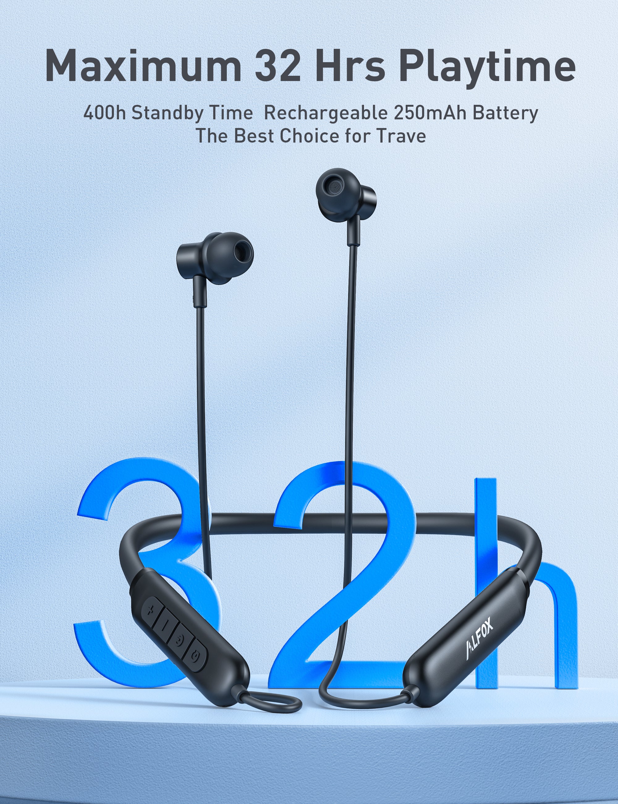Taotronics | NB-BH115 Wireless Neckband Earbuds with Mics Bluetooth 5.3 Magnetic Headphones