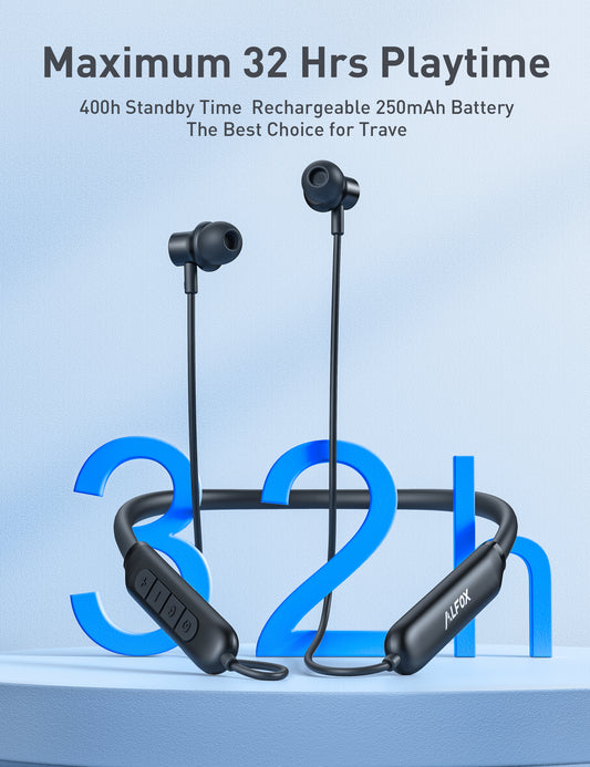 Taotronics | NB-BH115 Wireless Neckband Earbuds with Mics Bluetooth 5.3 Magnetic Headphones