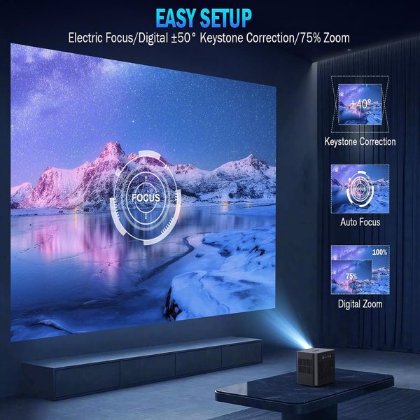 DBPOWER 5G WiFi Mini Bluetooth Projector 4K Support, 300 ANSI HD 1080P Portable Video Projector