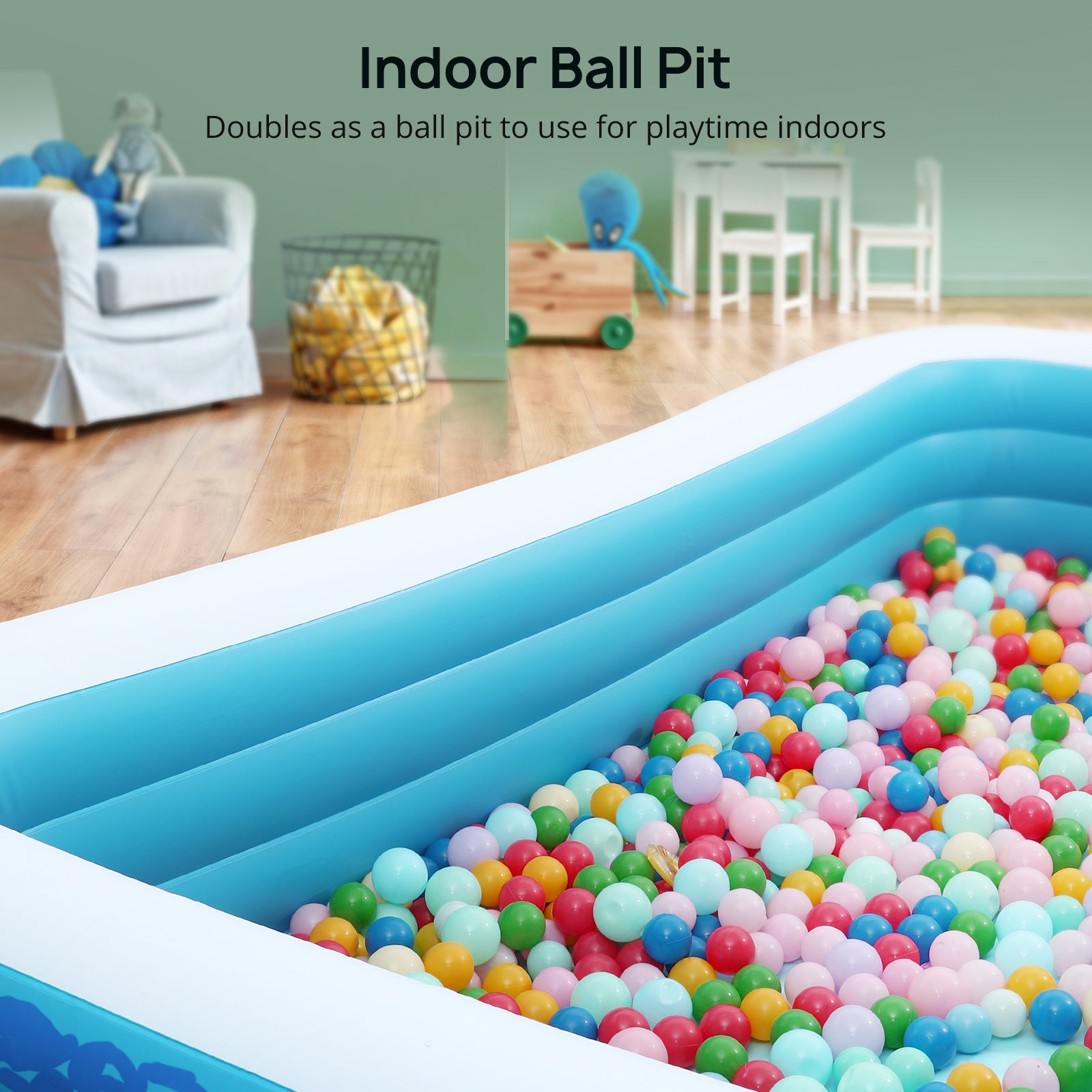 TaoTronics x Evajoy EJ-HF021 Large Inflatable Swimming Pool with Canopy, 118” x 72” x 20” Full-Sized Inflatable Pool