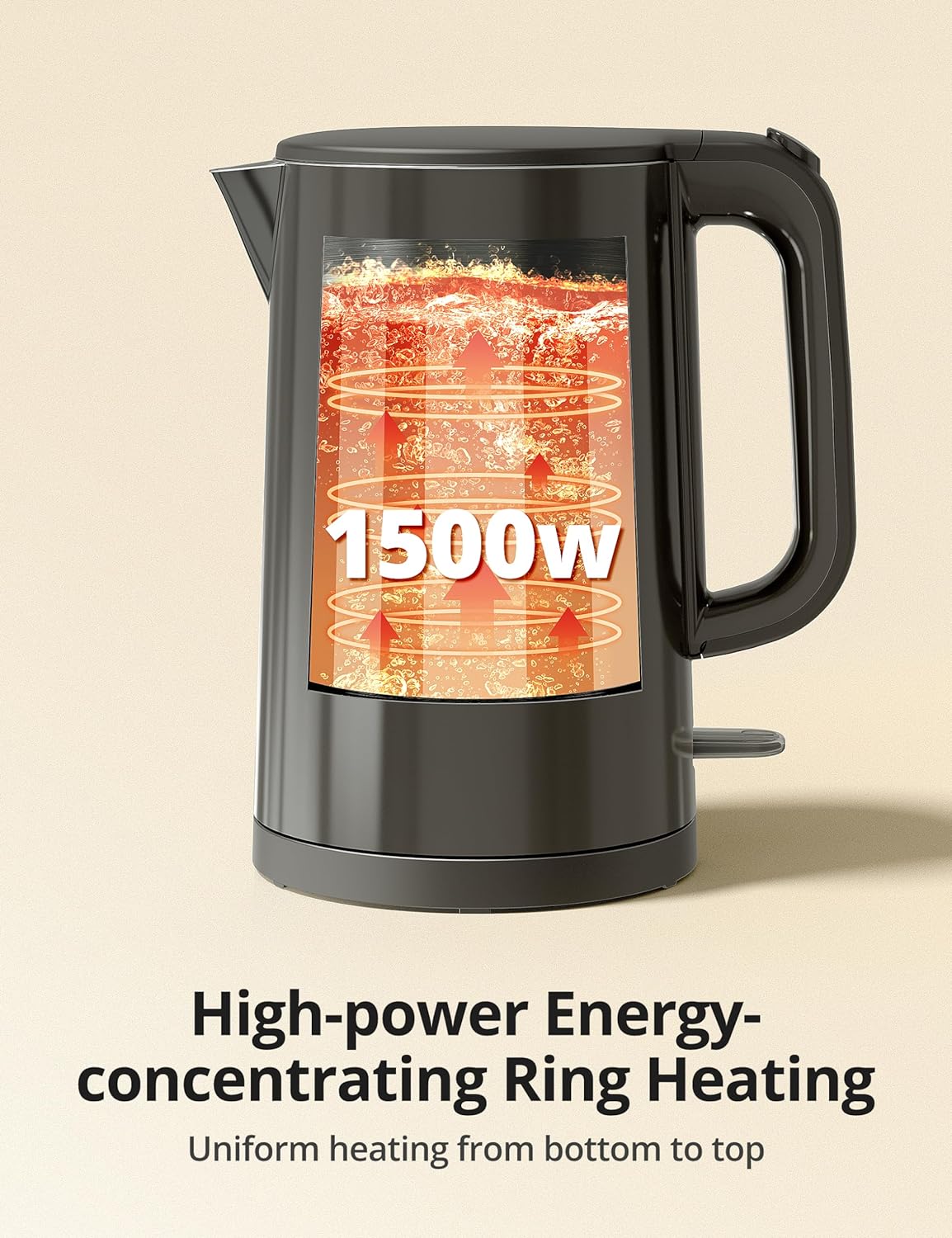 TaoTronics 1.7L Stainless Steel Electric Kettle, 1500W with LED Indicator