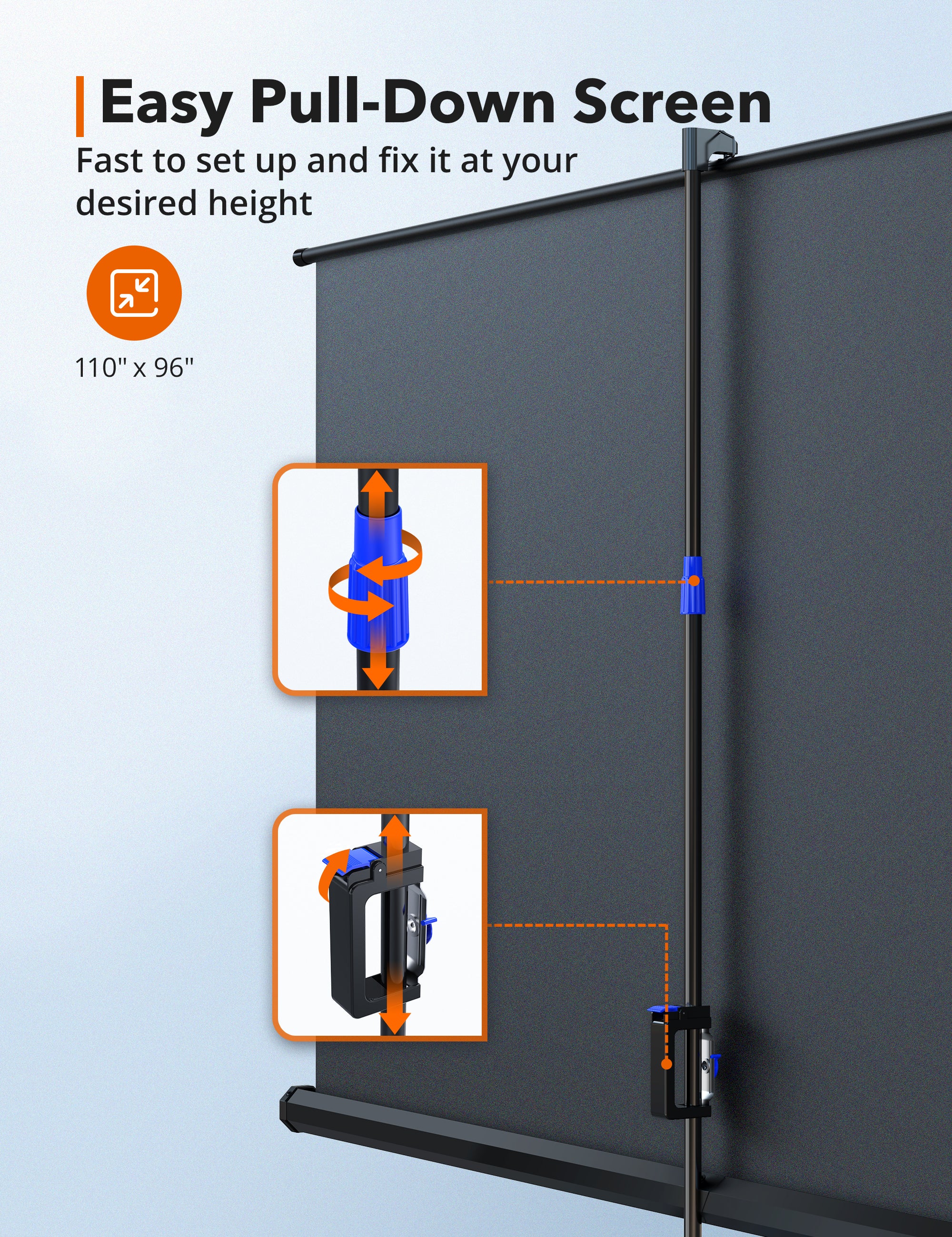 TaoTronics TT-HP021 Portable Projector Screens 120" with Stand Support 4K HD