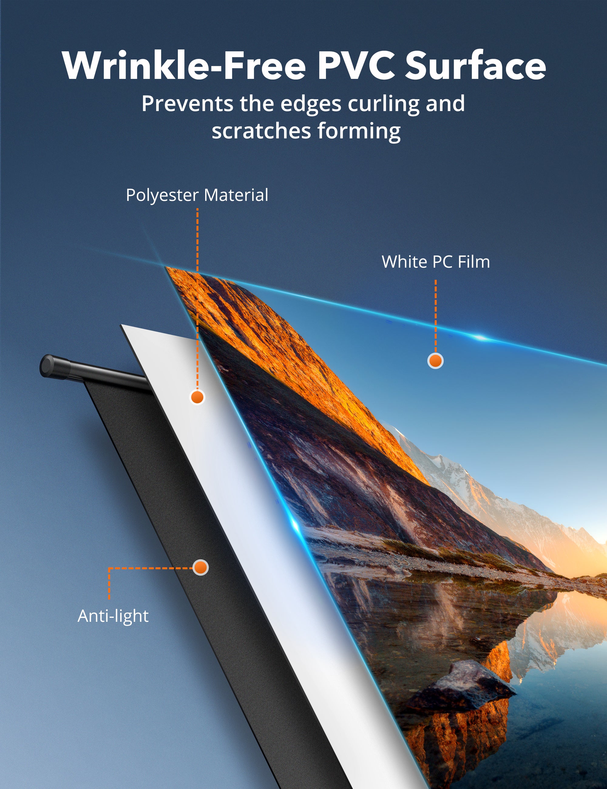 TaoTronics TT-HP021 Portable Projector Screens 120" with Stand Support 4K HD