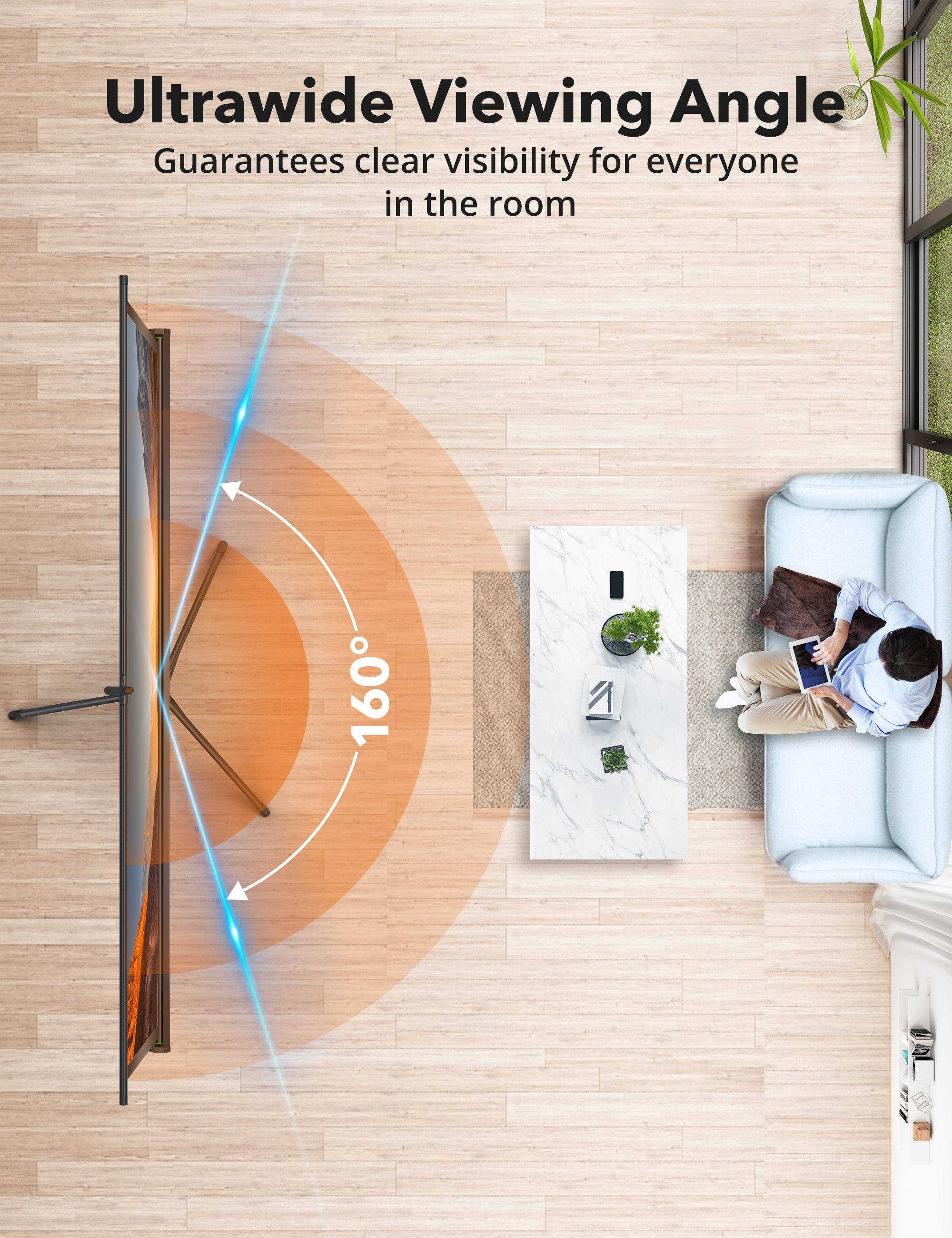 TaoTronics TT-HP021 Portable Projector Screens 120" with Stand Support 4K HD