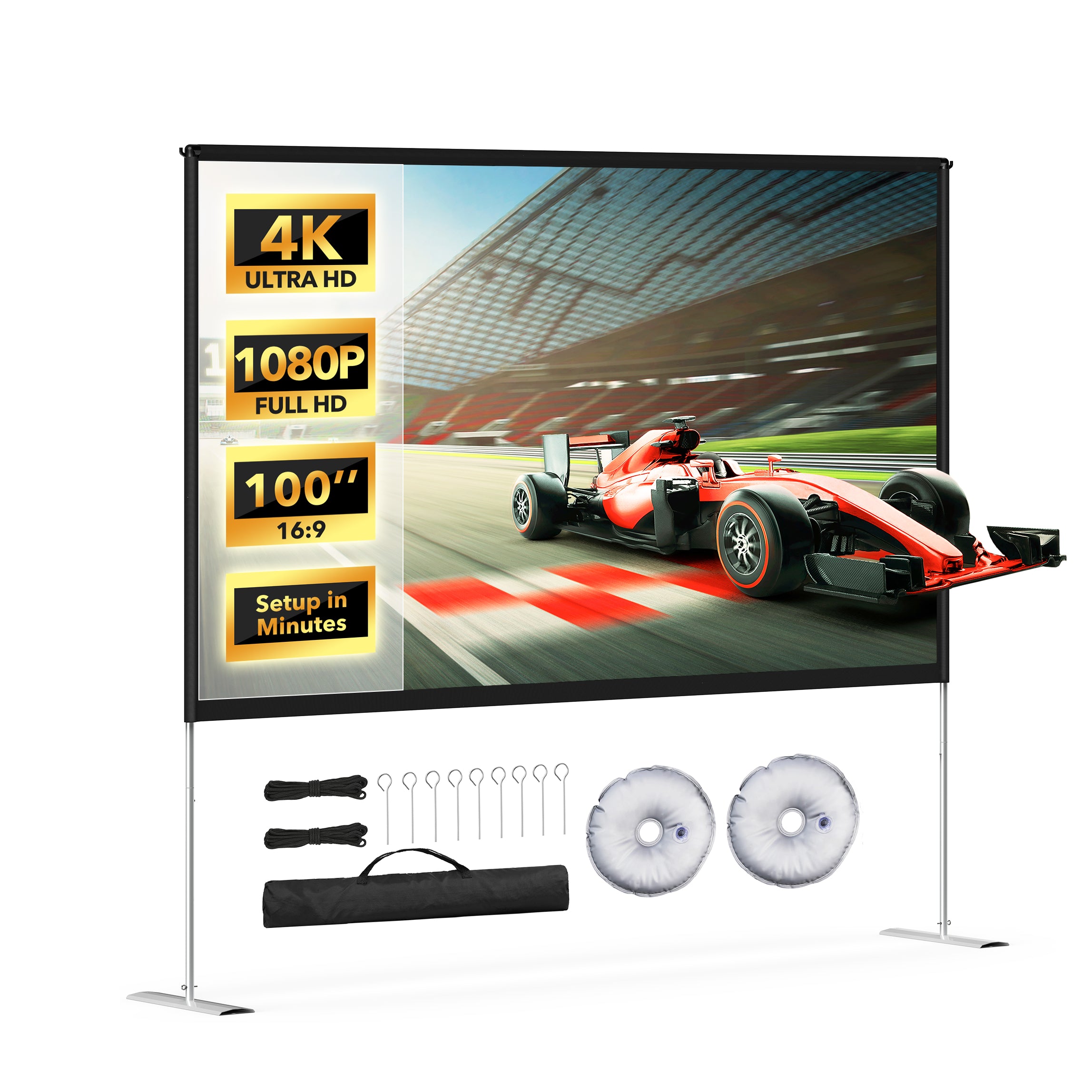 TaoTronics Freestanding Projection Screen TT-HP027, Portable Front & Rear Projection Screen