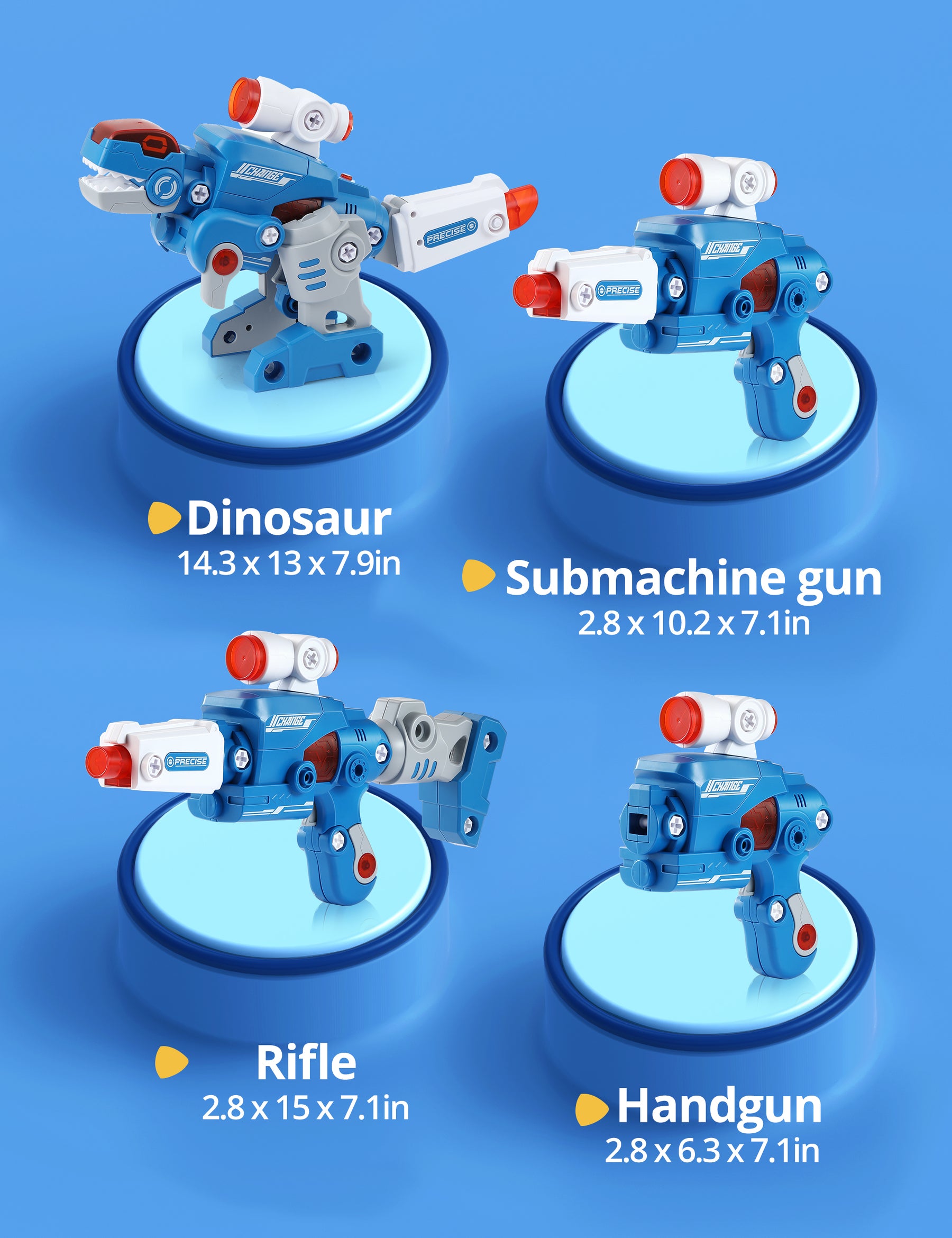 Dinosaur Toys, KATTUN Take Apart Toys, 3-in-1 Transforming Dinosaur Gun Toys