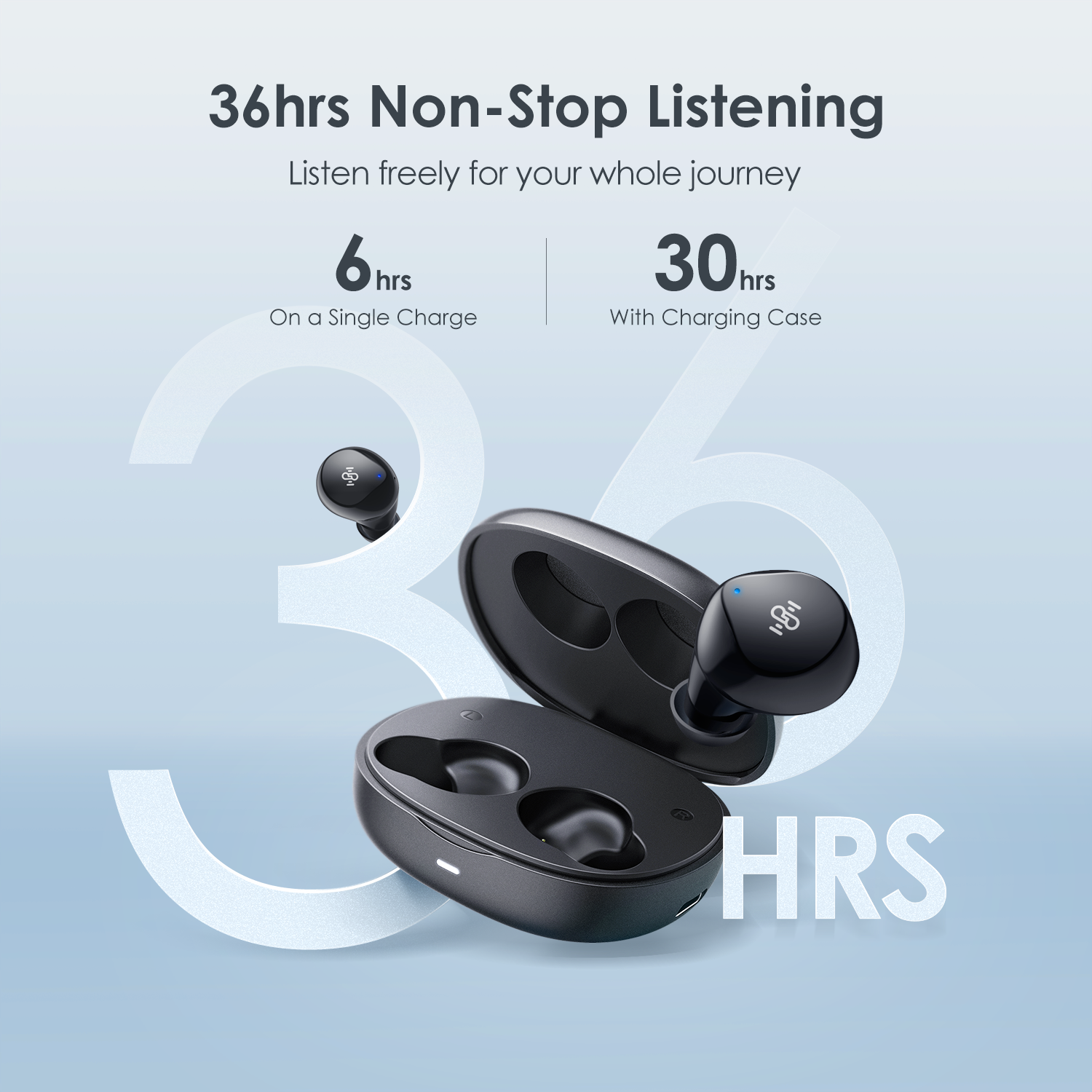 Taotronics Wireless Earbuds BH021, 4 Mics, IPX7 Waterproof, 36Hrs Playtime, Lightweight Stereo Headphones