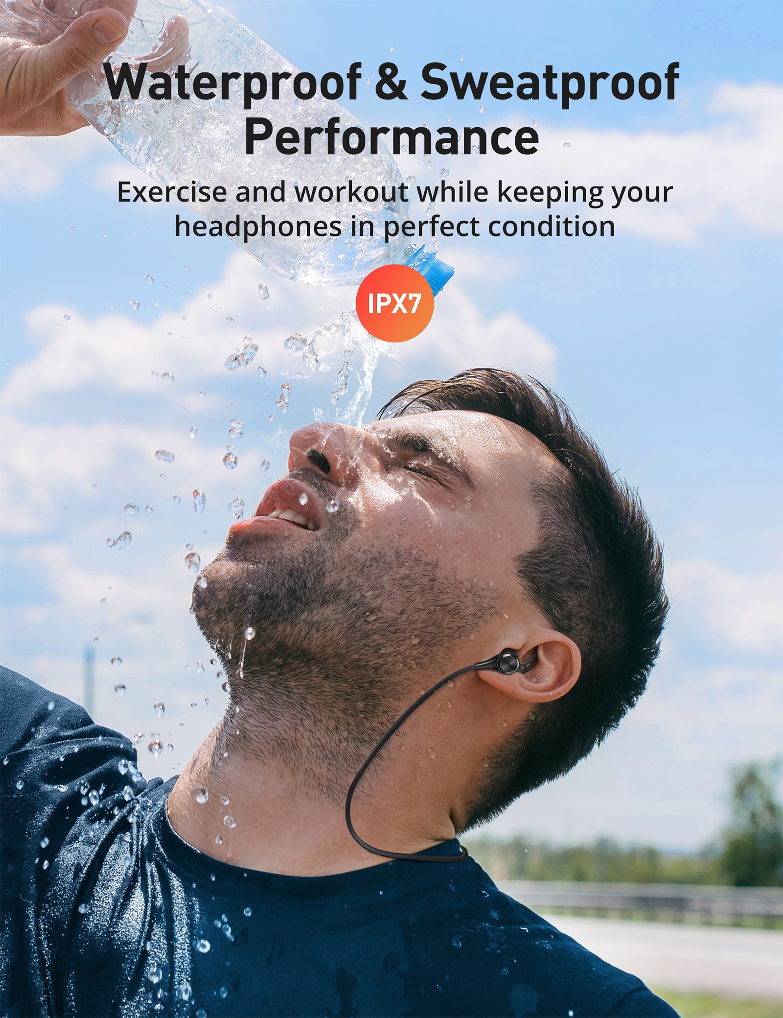 TaoTronics Wireless Sports Headphones BH032, Bluetooth 5.2 IPX7 Waterproof 24 Hours Playtime
