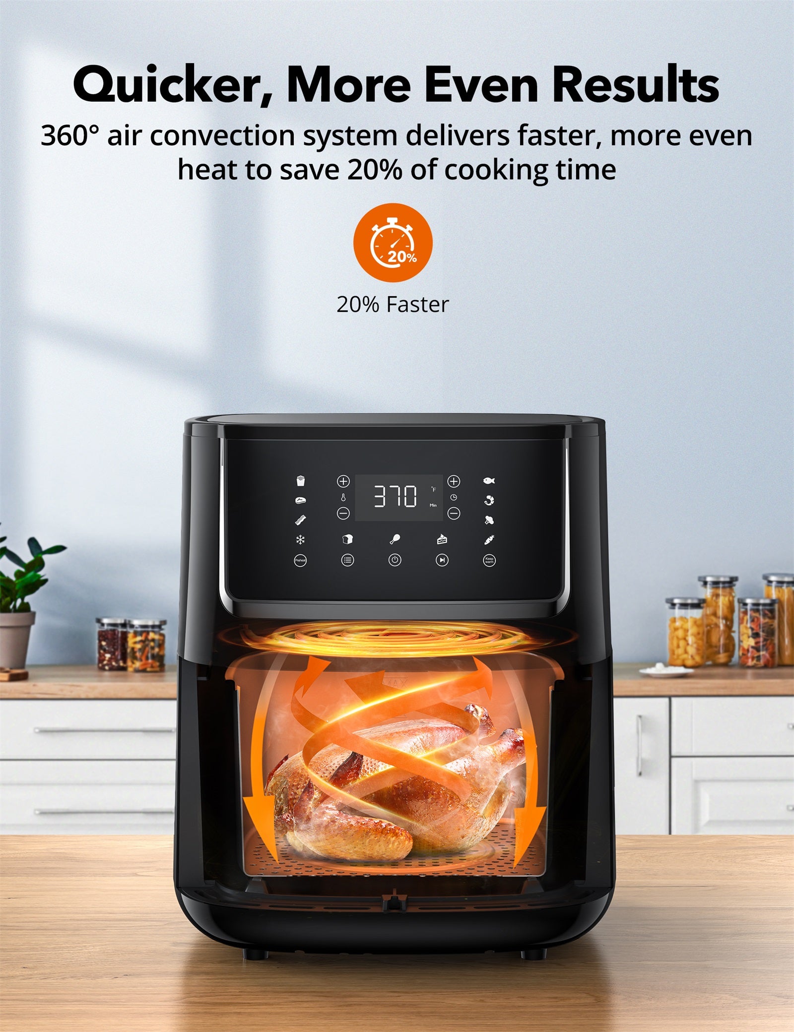 TaoTronics Air Fryer 001, 6 Quart, 1750W Air Frying Oven with Touch Control Panel