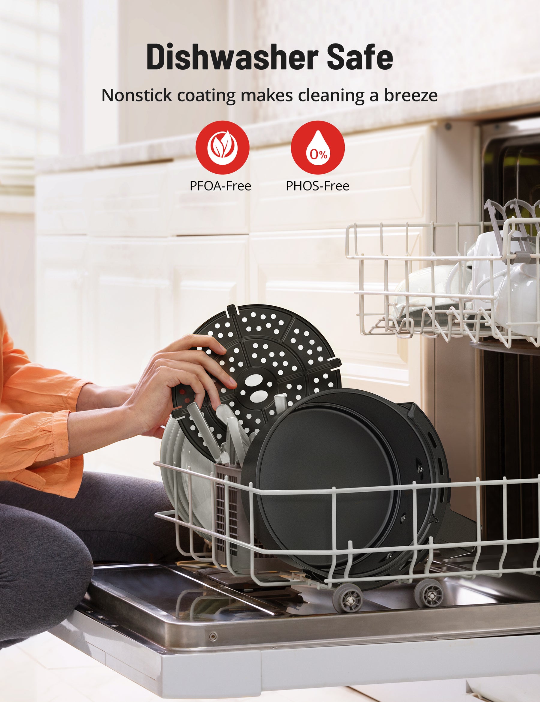 TaoTronics Air Fryer AF005, 4-Quart Oil-less Cooker, Free Cooker with Touch Screen, Detachable Basket, Guided Cooking