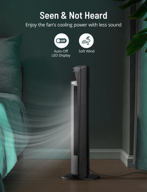 Paris Rhône Tower Fan, Oscillating Quiet Cooling Fan with Remote, Digital Thermostat for Bedroom, Living Room