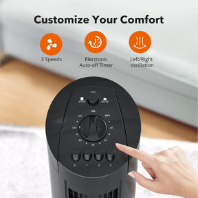 TaoTronics Tower Fan 36" with 3 Speed Settings and Auto-off Timer 90°Oscillating Cooling Standing Fan