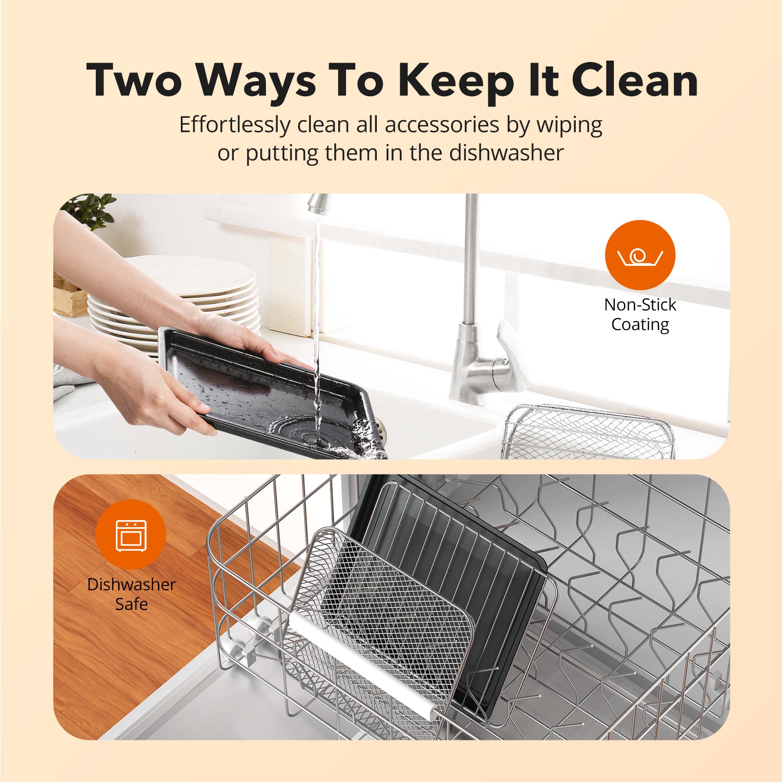 Air Fryer, 1700W 14.8 QT, 5 in 1 Toaster Oven Countertop, Oil-Less Cooking, Stainless Steel, Dishwasher safe, Black