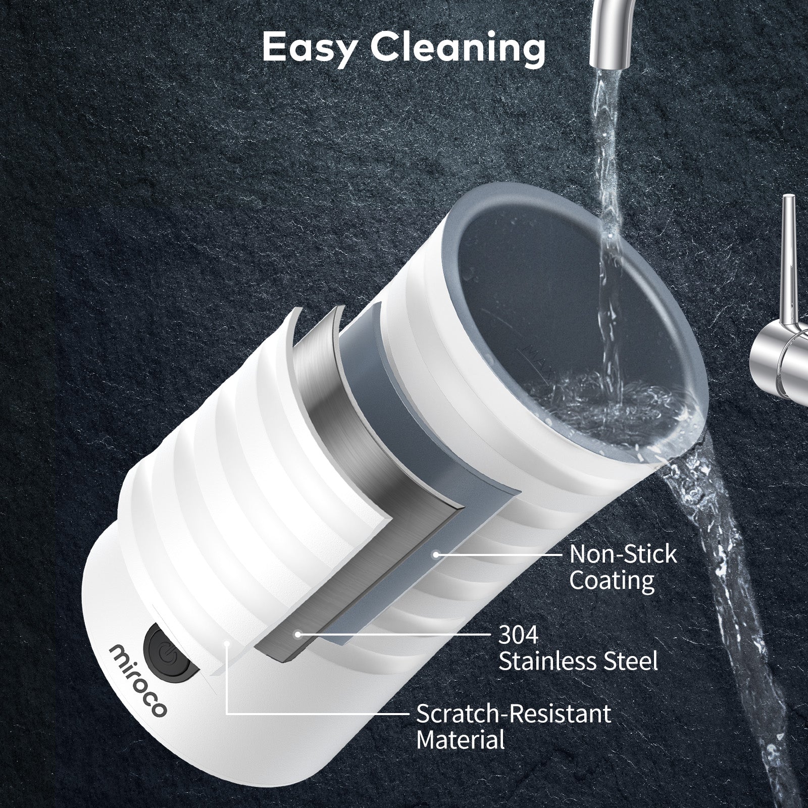 ParisRhone Electric Milk Steamer Soft Foam Maker for Hot and Cold Milk Froth PE-MF010 WM