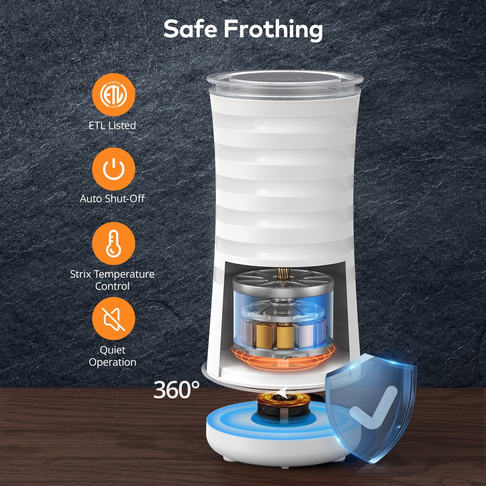 ParisRhone Electric Milk Steamer Soft Foam Maker for Hot and Cold Milk Froth PE-MF010 WM